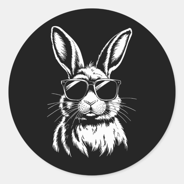 Adesivo Redondo Rosto Coelho Com Pulmões Para Rapazes Crianças Pás (Frente)