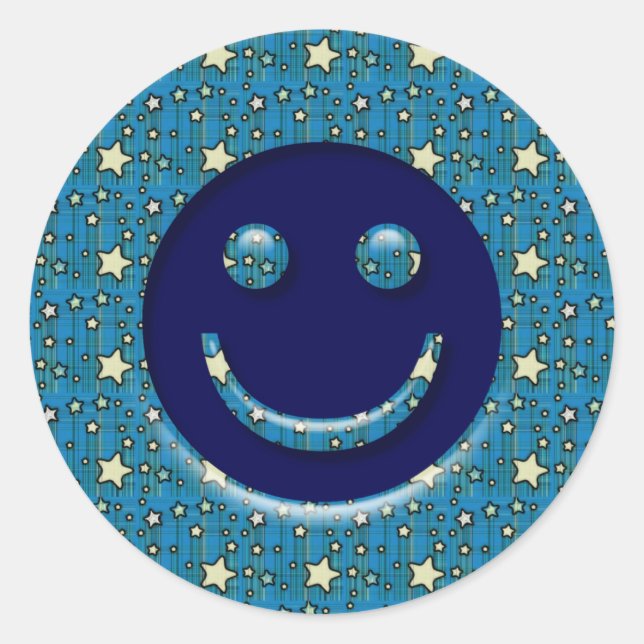 ADESIVO REDONDO ROSTO COM ESTRELAS (Frente)