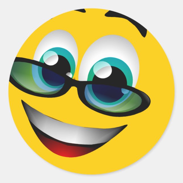 ADESIVO REDONDO ROSTO COM ÓCULOS (Frente)