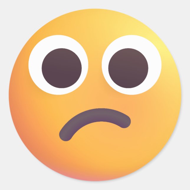Adesivo Redondo Rosto Confuso Sombreado Emoji Cute Amarelo Adoráve (Frente)