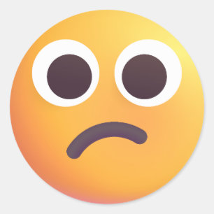 Adesivo Redondo Rosto Confuso Sombreado Emoji Cute Amarelo Adoráve