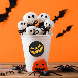 Adesivo Redondo Rosto de Abóbora Assustador