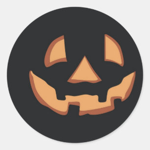 Adesivo Redondo Rosto de abóbora para Halloween