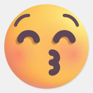 Adesivo Redondo Rosto De Beijo Sombreado Olhos Fechados Bonito E E
