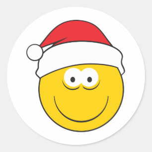 Adesivo Redondo Rosto de Chapéu de Papai Noel