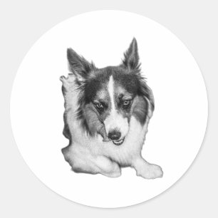 Adesivo Redondo Rosto de Corgi Reproduzido