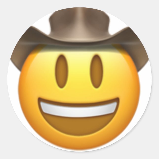 Adesivo Redondo Rosto de Cowboy emoji (Frente)
