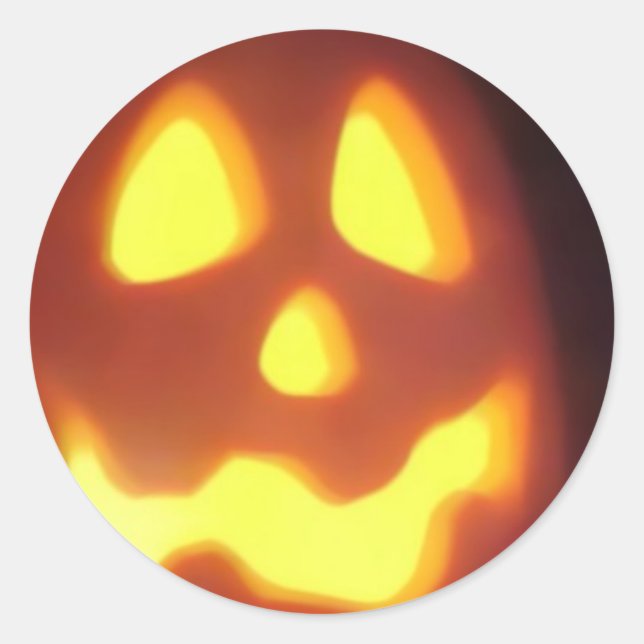 Adesivo Redondo Rosto de Jack-O-Lantern de Halloween (Frente)