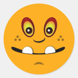 Adesivo Redondo Rosto de Monstro Laranja Bonito com Subbite