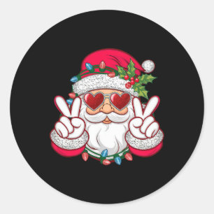 Adesivo Redondo Rosto de Papai Noel Óculos de Sol Natal Xmas Retro