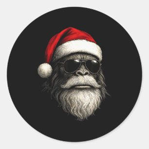 Adesivo Redondo Rosto de Pé Grande Óculos de Sol Papai Noel Natal
