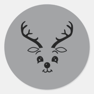 Adesivo Redondo Rosto de Rena Engraçado Fofo Natal Halloween