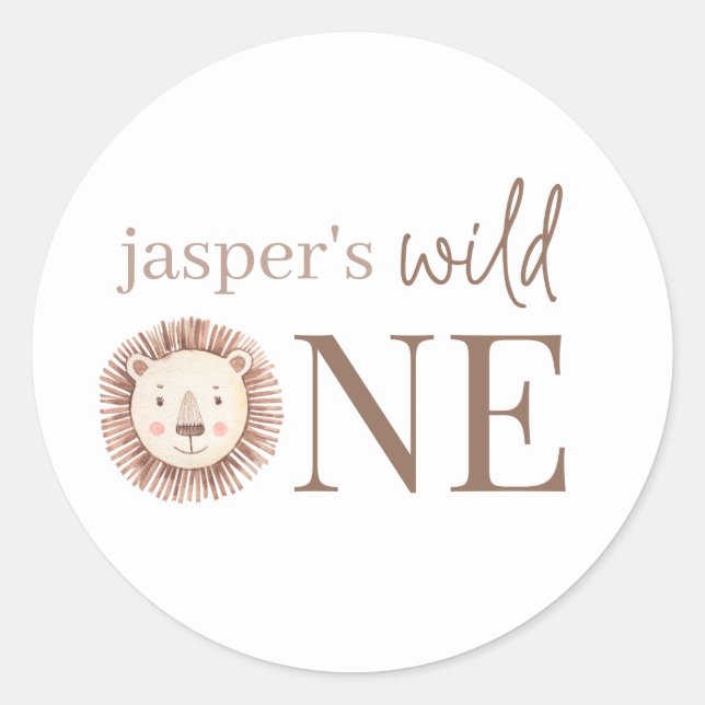 Adesivo Redondo Rosto de um Leão Selvagem (Frente)