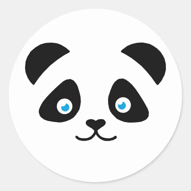 Placa Lisa Redonda 1x1 com desenho de rosto de urso panda branca - TECLINC