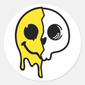 Adesivo Redondo Rosto do crânio sorridente