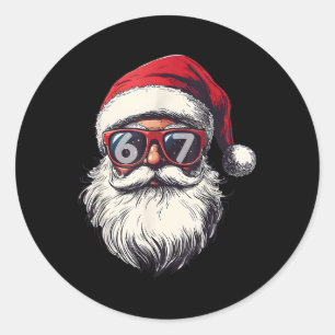 Adesivo Redondo Rosto do Papai Noel 67 Natal Six Seven Bruh Meme 