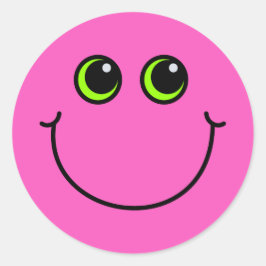 Adesivo Redondo Rosto Emoji Rosa Feliz