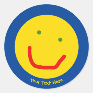 Adesivo Redondo Rosto Feliz do Sol Sorridente