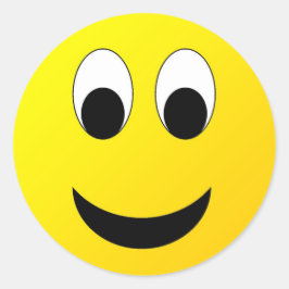Adesivo Redondo Rosto Feliz e Amarelo Brilhante
