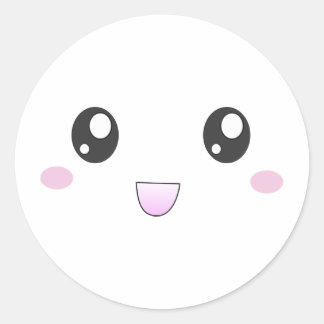 Adesivo Redondo rosto feliz Kawaii
