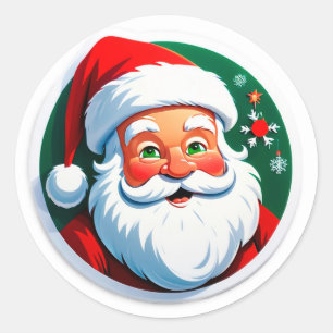 Adesivo Redondo Rosto Festivo de Papai Noel