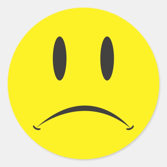 Adesivo Redondo Rosto Infeliz (Frente)