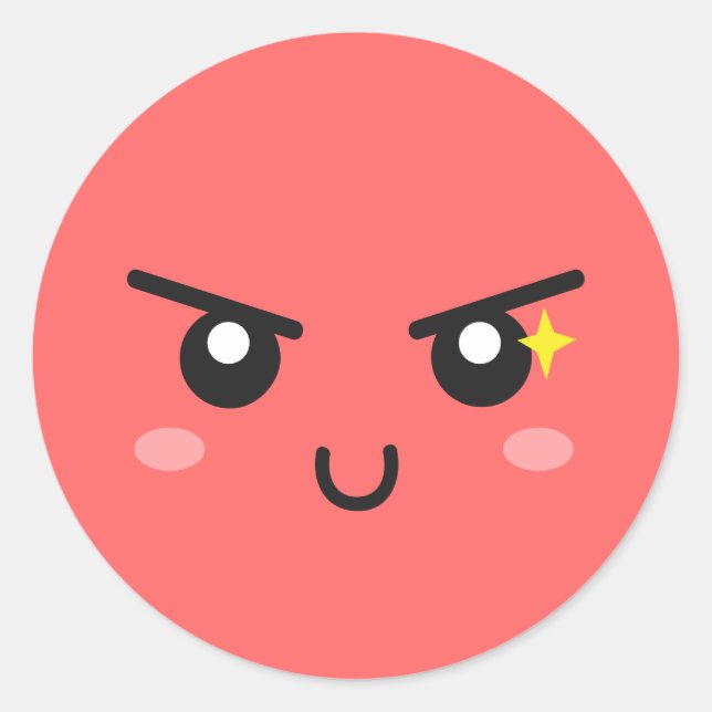 Adesivo Redondo Rosto Malicioso com Mau Sparkle (Frente)