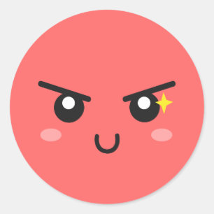 Adesivo Redondo Rosto Malicioso com Mau Sparkle