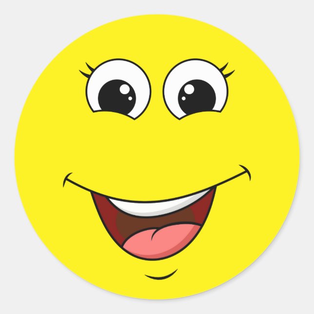 Adesivo Redondo rosto risonho alegre (Frente)
