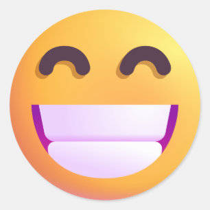 Adesivo Redondo Rosto Sombreado Sorrindo Olhos Bonitos Emoji Engra