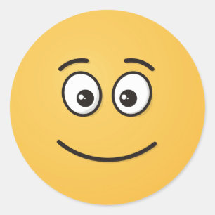 Adesivo Redondo Rosto sorridente com olhos abertos