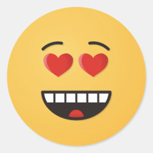 Adesivo Redondo Rosto sorridente com olhos em forma de coração