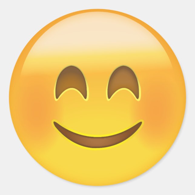 Adesivo Redondo Rosto Sorridente Com Olhos Emoji Sorridentes (Frente)