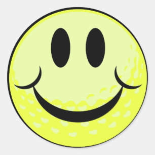 Adesivo Redondo rosto sorridente de bola de golfe