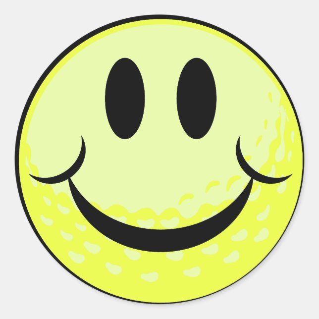 Adesivo Redondo rosto sorridente de bola de golfe (Frente)