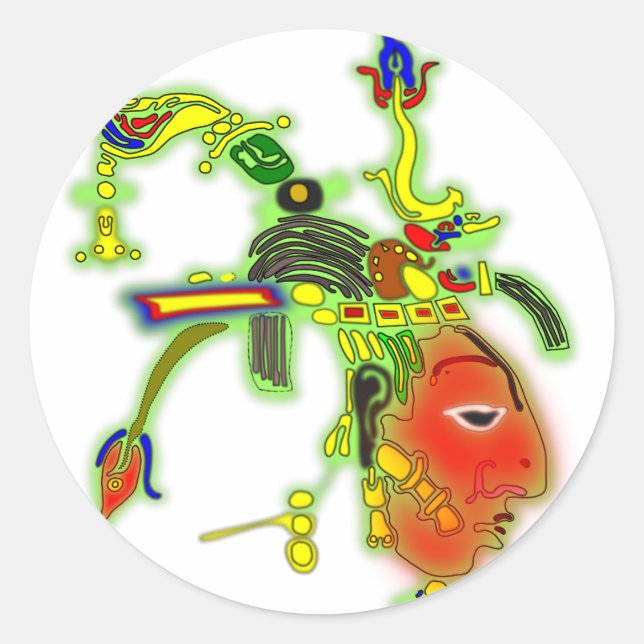 Adesivo Redondo Rosto Tribal da Máscara de Pintura Divertida (Frente)