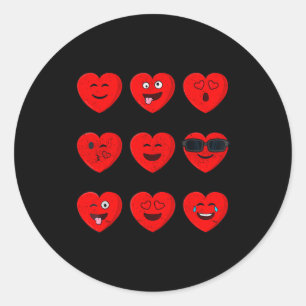 Adesivo Redondo Rostos de Coração do Dia dos Namorados Emoticons E