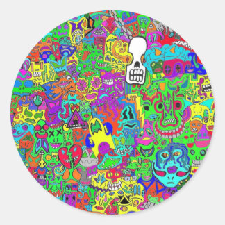 Adesivo Redondo Rostos Loucos