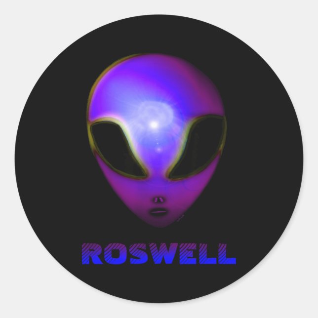 Adesivo Redondo Roswell New Mexico Alien  (Frente)