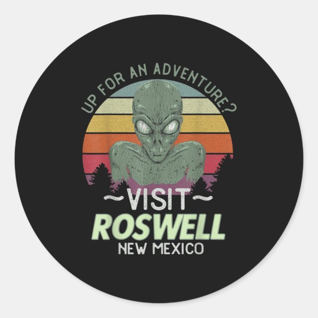 Adesivo Redondo Roswell New Mexico Alien Head Funny Souvenir Quote (Frente)