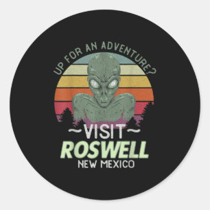 Adesivo Redondo Roswell Novo México Cabeça de Alien Lembrança Dive