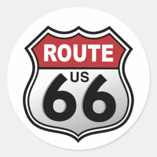 Adesivo Redondo Rota 66 Vinheta histórica US Highway