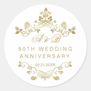 Adesivo Redondo Rota Clássica de 50º Aniversário de Casamento D