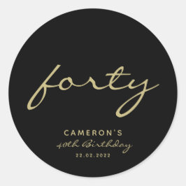 Adesivo Redondo Rota Clássica de Aniversário Dourada e Negra