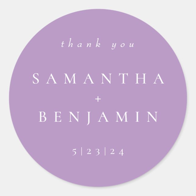 Adesivo Redondo Rota Clássica de Casamento do Coordenado Lilac Ele (Frente)