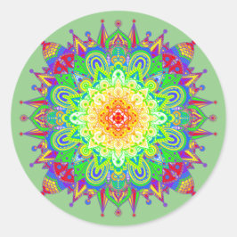 Adesivo Redondo Rota Clássica Psicodélica Zen Mandala Abstrato Art