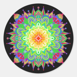 Adesivo Redondo Rota Clássica Psicodélica Zen Mandala Abstrato Art
