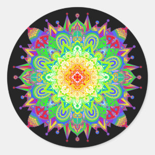 Adesivo Redondo Rota Clássica Psicodélica Zen Mandala Abstrato Art