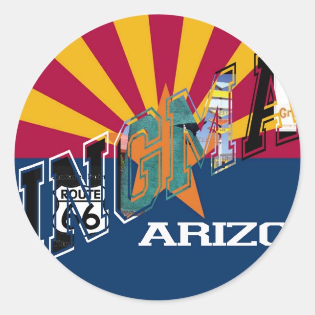 Adesivo Redondo Rota de Sinalizador de Arizona Kingman 66 (Frente)