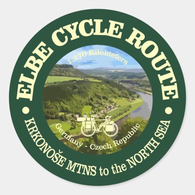 Adesivo Redondo Rota do Ciclo Elba (ciclismo c) (Frente)